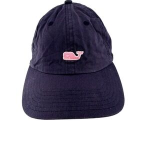 Vineyard Vines Navy Blue Cap Hat Pink Whale Logo Adjustable Fit Preppy cotton